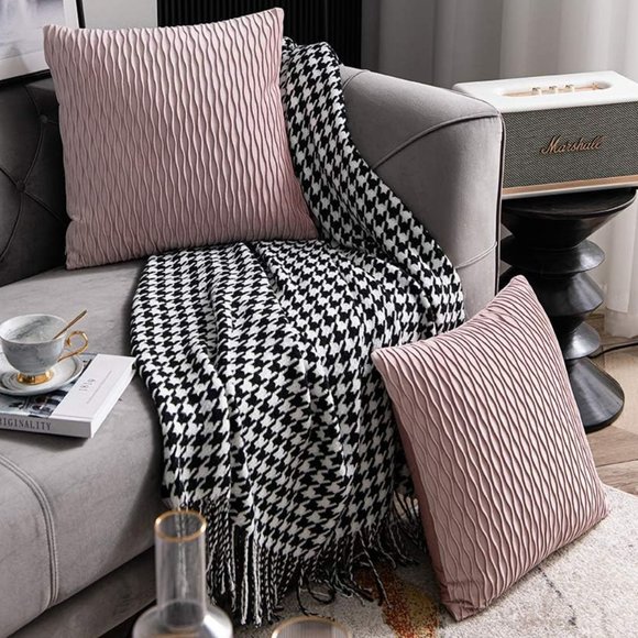 Set of 2 Matcha Green Tea Soft Ripple Corduroy Velvet Pillow Covers Pillows New - Picture 9 of 9